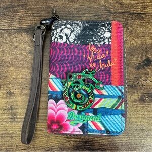 Desigual Wallet Zip Around Boho Lizard Design Wristlet Funky Small